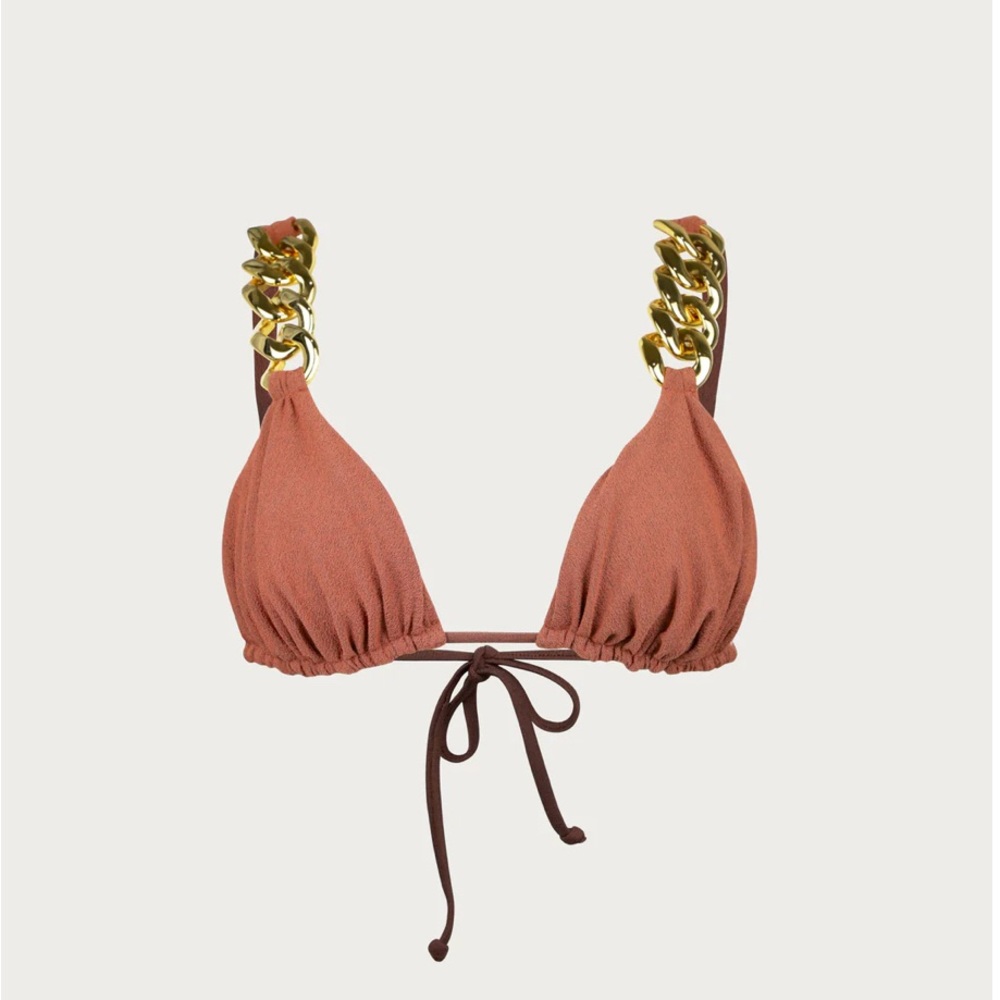 SAME Los Angeles Gold Chain Triangle Swim Top (NEW, size x small)
